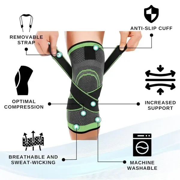 Knee Brace Support with Compression Strap for Joint Pain Kneepad Leg Protector
